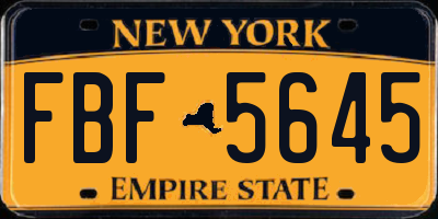NY license plate FBF5645