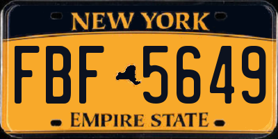 NY license plate FBF5649