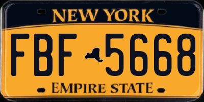 NY license plate FBF5668
