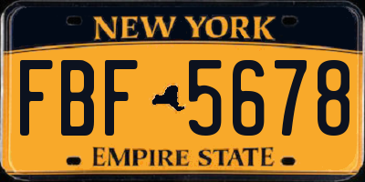 NY license plate FBF5678