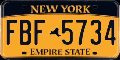 NY license plate FBF5734