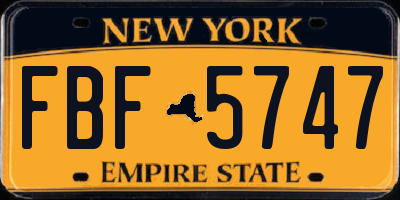 NY license plate FBF5747