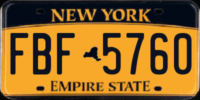 NY license plate FBF5760
