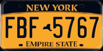 NY license plate FBF5767