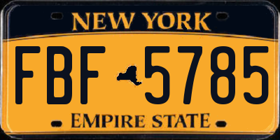 NY license plate FBF5785