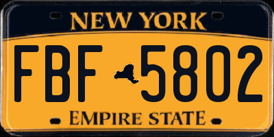 NY license plate FBF5802