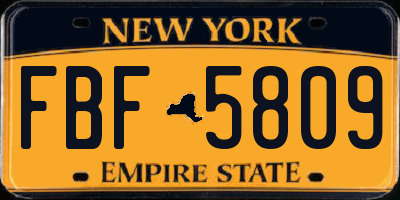NY license plate FBF5809