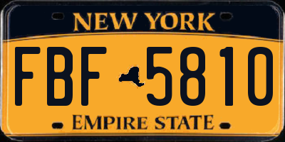 NY license plate FBF5810