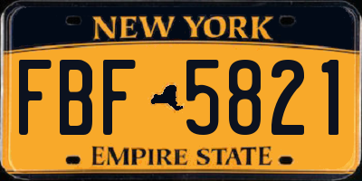 NY license plate FBF5821