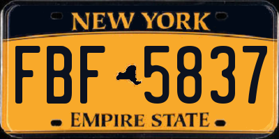 NY license plate FBF5837