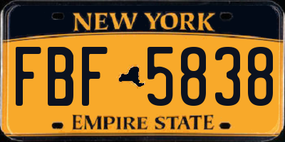 NY license plate FBF5838