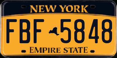 NY license plate FBF5848