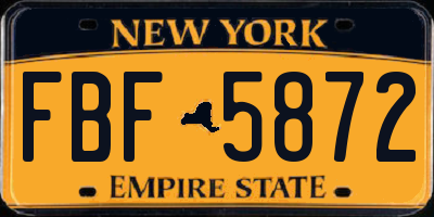 NY license plate FBF5872