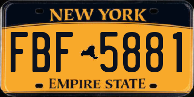 NY license plate FBF5881
