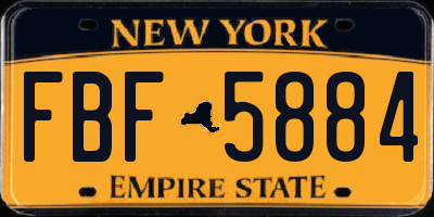NY license plate FBF5884