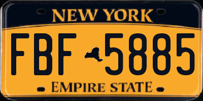 NY license plate FBF5885