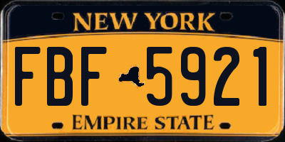 NY license plate FBF5921