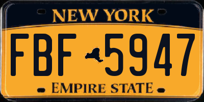 NY license plate FBF5947