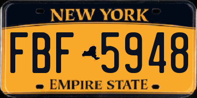 NY license plate FBF5948