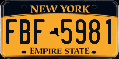 NY license plate FBF5981