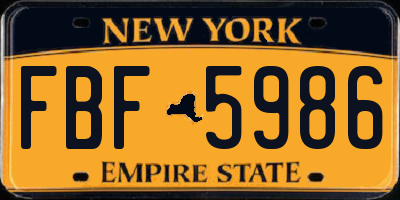 NY license plate FBF5986