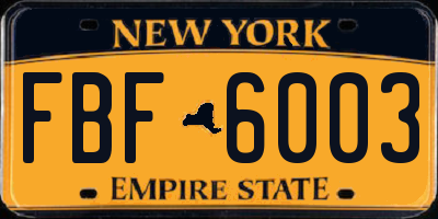 NY license plate FBF6003
