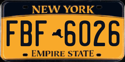 NY license plate FBF6026
