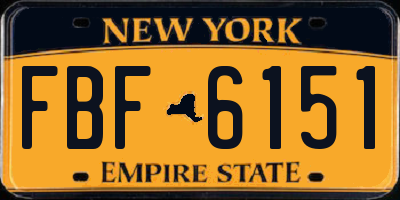 NY license plate FBF6151