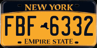 NY license plate FBF6332