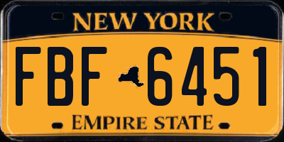 NY license plate FBF6451