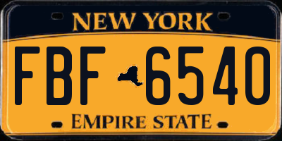 NY license plate FBF6540