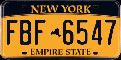 NY license plate FBF6547