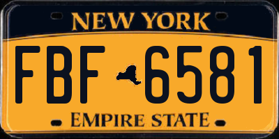 NY license plate FBF6581