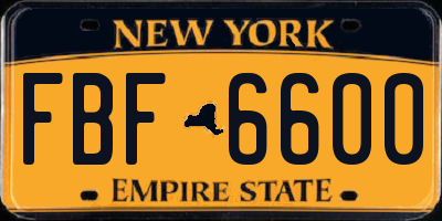 NY license plate FBF6600