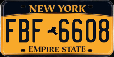 NY license plate FBF6608