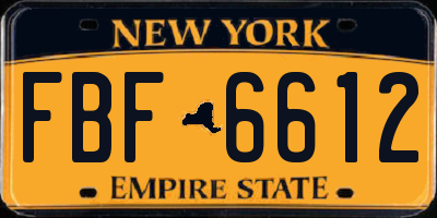 NY license plate FBF6612