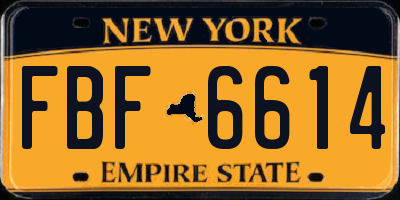NY license plate FBF6614