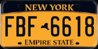 NY license plate FBF6618