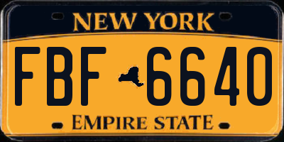 NY license plate FBF6640