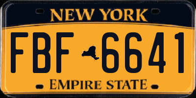 NY license plate FBF6641