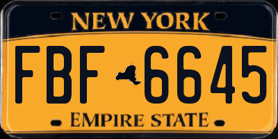 NY license plate FBF6645
