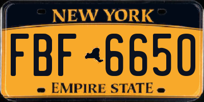 NY license plate FBF6650