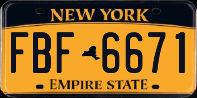 NY license plate FBF6671