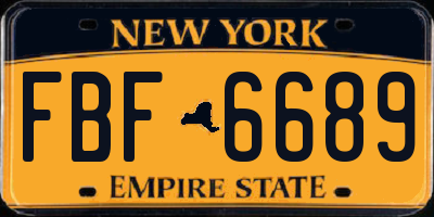 NY license plate FBF6689