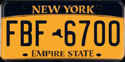 NY license plate FBF6700