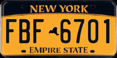 NY license plate FBF6701
