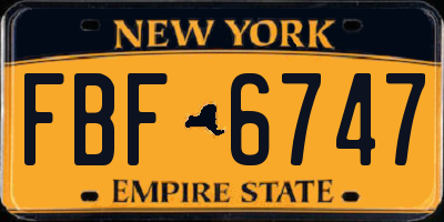NY license plate FBF6747