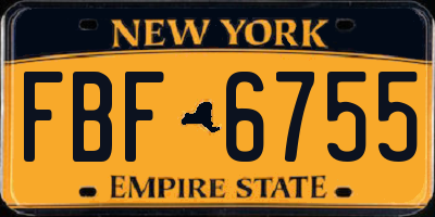 NY license plate FBF6755