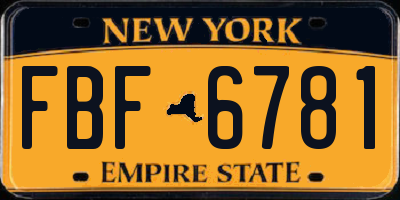 NY license plate FBF6781