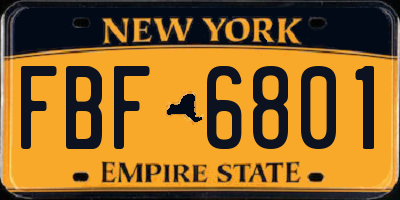 NY license plate FBF6801
